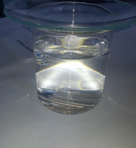Sealed sample within pure water solution.