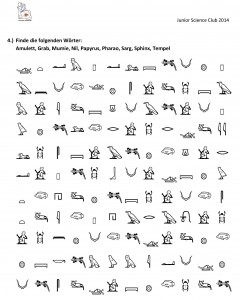 Page 2 of our handout - can you find the words among the hieroglyphs?